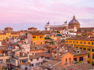 Rome, Italy.  The Roman skyline at dusk; violet and blue sky as a backdrop against the orange, red, and brown clay buildings and terracotta roof tile was irresistible, a perfect Tuscan scene.  Rome is the capital city of Italy and a special Comune (named Comune di Roma Capitale). Rome also serves as the capital of the Lazio region. With 2,872,800 residents in 1,285 km2 (496.1 sq. mi), it is also the country's most populated Comune. It is the fourth-most populous city in the European Union by population within city limits. It is the center of the Metropolitan City of Rome, which has a population of 4.3 million residents.  Rome is located in the central-western portion of the Italian Peninsula, within Lazio (Latium), along the shores of the Tiber. The Vatican City is an independent country inside the city boundaries of Rome, the only existing example of a country within a city: for this reason Rome has been often defined as capital of two states.