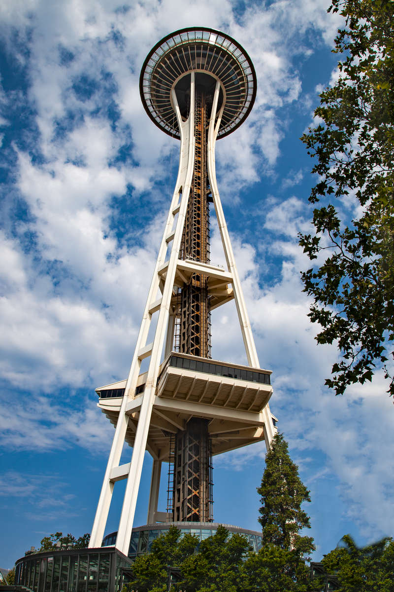 Seattle, Washington - In 1959, Seattle hotel executive Edward E. Carlson, who was a chief organizer of the 1962 World’s Fair, traveled to Stuttgart Germany where he was inspired by a broadcast tower featuring a restaurant. He doodled an idea of a dominant central structure for the fair on a napkin in a hotel café convinced that such a tower could make a permanent center-piece for the fair and an enduring symbol for Seattle. He called it a “Space Needle.”  The basic Space Needle tower was completed in December 1961, eight months after it began.  Architect John “Jack” Graham, Jr. worked on sketches and ideas before a final design was reached just a year and a half before the World’s Fair. Architect Victor Steinbrueck came up with the wasp-waisted tower shape based on an abstract sculpture of a dancer called “The Feminine One.”