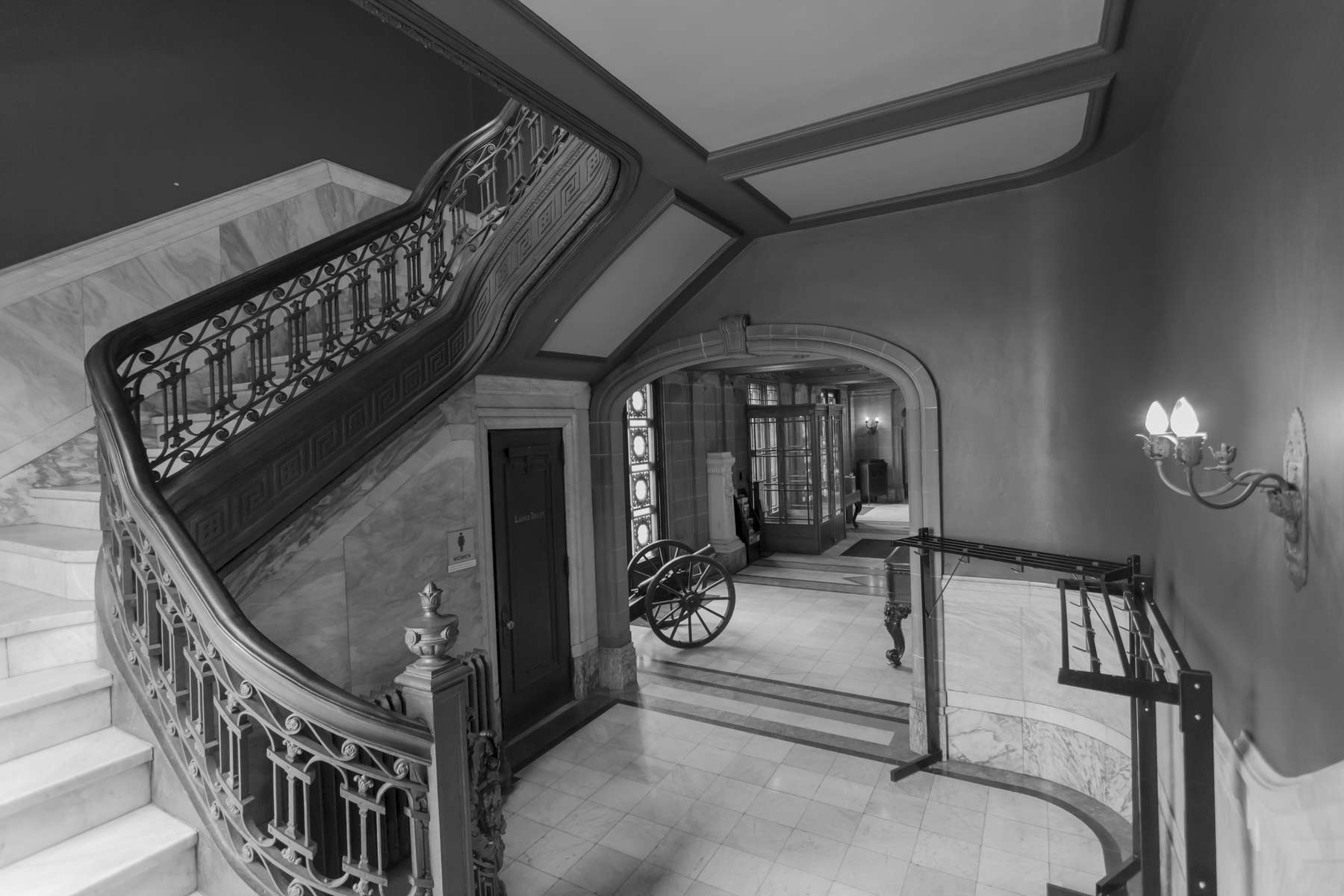 Memorial Hall OTR Cincinnati, OH. This image is taken from the gorgeous landing at the bottom of the marble staircase leading to the main foyer.