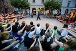 Sam Sebastian (SLO) performs during the Ana Desetnica street arts festival in Ljubljana, Slovenia, July 2, 2014.