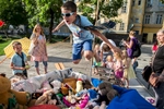 A boy jumps into a pool of plush toys at the 20th annual Ana Desetnica International Street Theatre Festival in Ljubljana, Slovenia, July 5 2017.