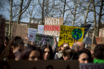 Protesters hold signs that read 'The future is green or none at all' and 'I want a future, thank you' during a Youth Climate Strike in Ljubljana, Slovenia, March 15. Around five thousand students protested inaction on climate change in Ljubljana as part of a global Youth Climate Strike on Friday. (Xinhua/Luka Dakskobler)