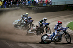 From right: Nicki Pedersen of Denmark, Niels-Kristian Iversen of Denmark, Tai Woffinden of Great Britain and Troy Batchelor of Australia compete in the semi final race of the Mitas Slovenian FIM Speedway Grand Prix at Matija Gubec Stadium in Krsko, Slovenia, Sep. 12, 2015.