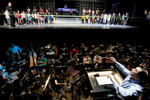 The cast and orchestra of China National Opera House during their first rehearsal of Giacomo Puccini\'s Turandot in Cankarjev dom Cultural & Congress center in Ljubljana, Slovenia, Aug. 31, 2015.