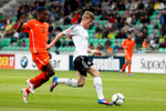 Timo Werner of Germany is challanged by Riechedly Bazoer of Netherlands during the UEFA U-17 European Championship final match between Germany and the Netherlands at the SRC Stozice Stadium in Ljubljana, Slovenia, May 16, 2012.
