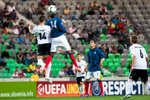 Marc Oliver Kempf of Germany is challanged by Anthony Martial of France during the UEFA U-17 European Championship final tournament group match between Germany and France at the SRC Stozice Stadium in Ljubljana, Slovenia, May 10, 2012.