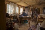 Rossinière, July 2014. Setsuko klossowska in her drawing room at the Grand Chalet.Rossinière, juillet 2014. Setsuko Klossowska dans son atelier au Grand Chalet.