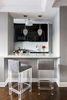 Contemporary kitchen island dining with lucite stools