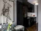 High black lacquered galley kitchen