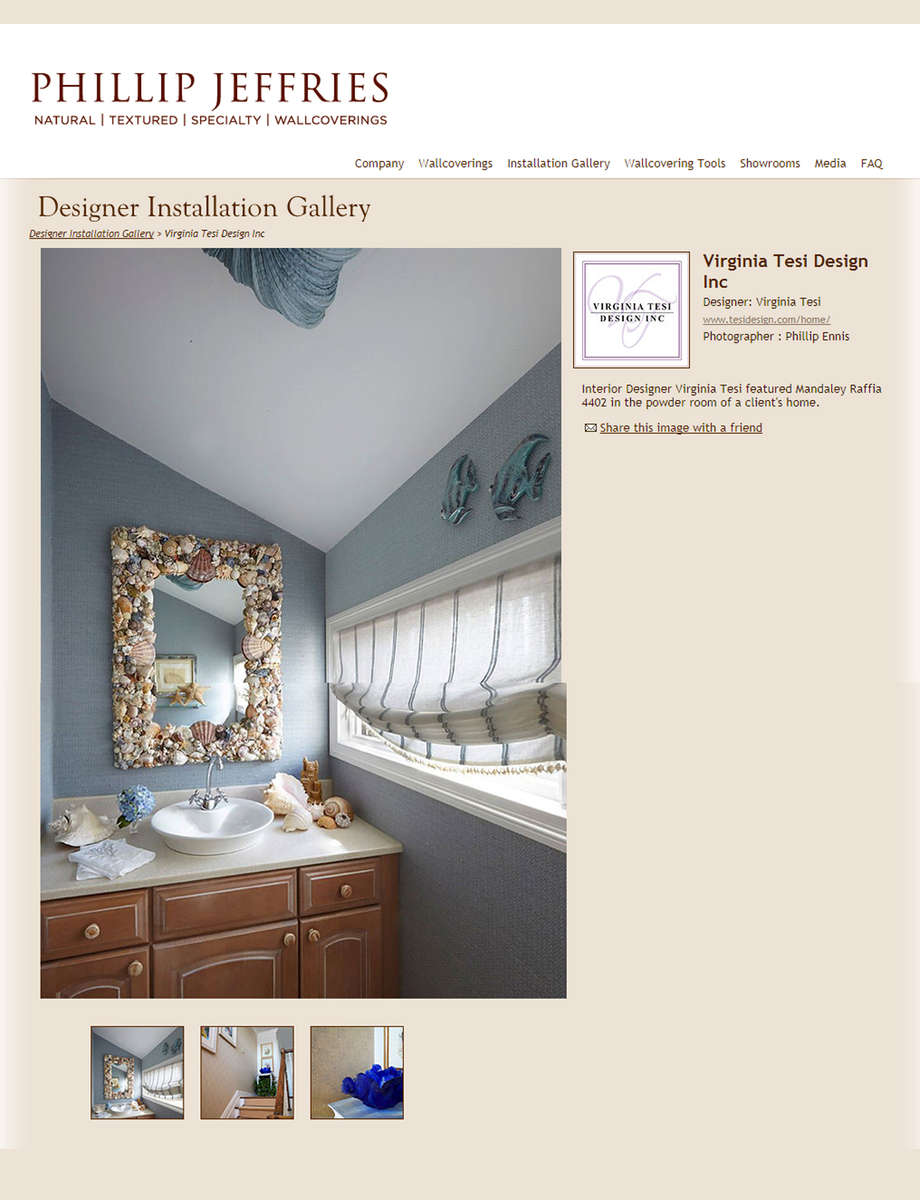 Virginia Tesi Design, Inc. is featured on Phillip Jeffries designer installation gallery website.Visit Phillip Jeffries Gallery