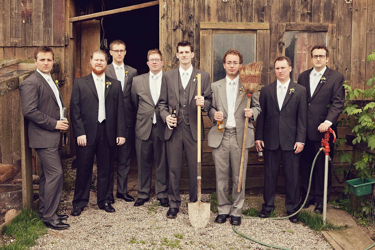 Comical groomsmen at a Misty Farms, Ann Arbor Michigan wedding. 