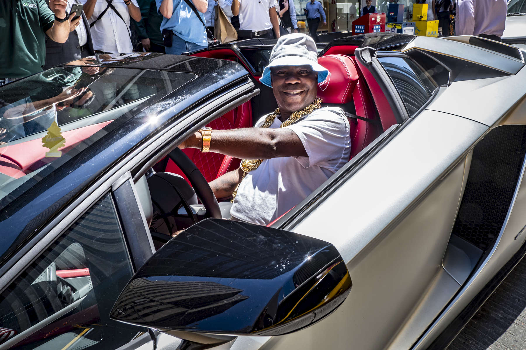 Actor/Comedian Tracy Morgan drives his Lamborghini Convertible along 6th Avenue and West 48th Street in Manhattan on Thursday, May 24, 2018.