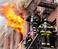 Firefighters battled a three-alarm blaze at 1299 Eastern Pkwy. in Brooklyn on Tuesday March 28, 2006. 