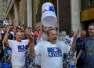 Former New York Yankees Manager Joe Torre along with MLB Commissioner Rob Manfred take on the ALS Ice Bucket Challenge in response to New York Daily News Mike Lupica's nomination, outside MLB headquarters at 245 Park Avenue in Manhattan on Wednesday, August 20, 2014.