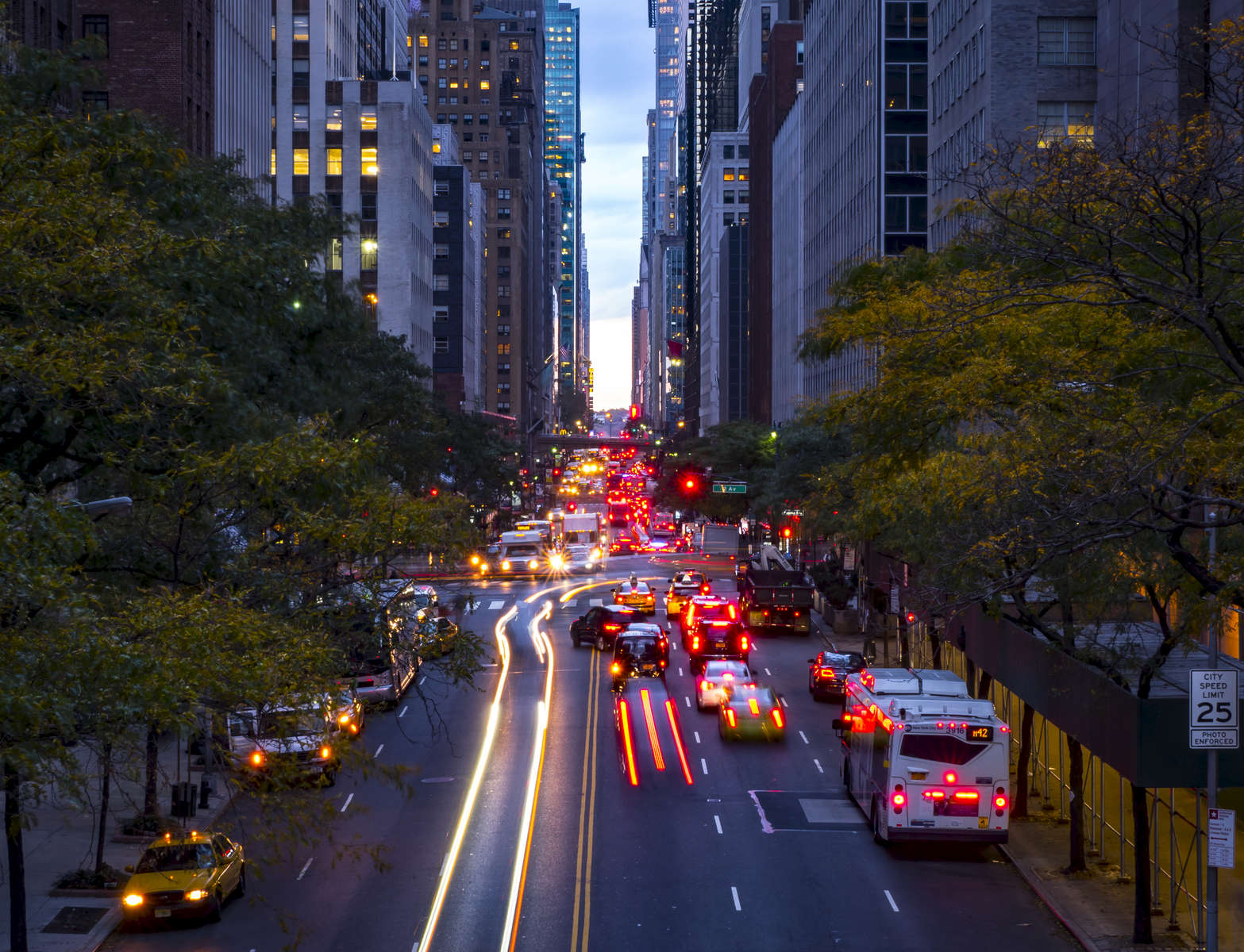 Motorist drive along 42nd Street during morning rush hour in Manhattan on Thursday, October 26, 2017. 