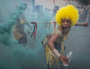 New Yorkers march at the annual J'Ouvert Parade held in Crown Heights, Brooklyn on Monday, September 3, 2018. The pre-dawn festival of J’Ouvert that translates to {quote}day break{quote} is celebrated by people of West Indian decent to mark the start of the Caribbean carnival celebrations.