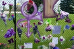 Hundreds of fans and supporters pay respect at the makeshift memorial dedicated to 57-year-old musician Prince, who died in his home studio in Paisley Park located at 7801 Audubon Road in Chanhassen, Minnesota on Saturday, April 23, 2016. 