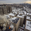 Firefighters battle a 7-alarm fire in a building located at 775 Riverside Drive in Manhattan on Monday, January 8, 2018.