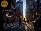 Pedestrians were silhouetted as they cross 42nd Street and 8th Avenue in Midtown, Manhattan on Thursday, January 25, 2018. 