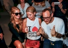 Paris and Nicky Hilton was joined by celebrity photographer Terry Richardson (right) as they attend the Jeremy Scott runway show at 450 W. 15th St, for New York Fashion Week Fall 2013 