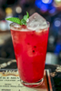 A specialty non alcoholic drink at the 1864 Tavern. 1864 features specialty non alcohol beverages from their juice bar. They also serve {quote}Omakase{quote} style drinks (chefs choice) like the blackberry, lemmon, local hony and soda special pictured here.