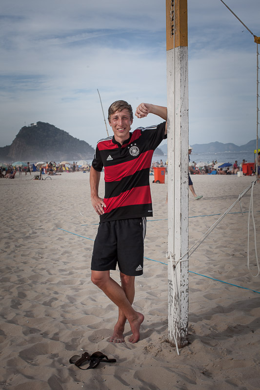 RIO DE JANEIRO, BRAZIL - JUNE 29 : Marius Purschke on June 29, 1014, on Copacabana beach in Rio de Janeiro, Brazil. (Photo by Kim Badawi/Global Assignment by Getty Images for Der Spiegel )