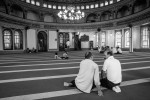 Two Arab men converse after prayer inside Masjid Hanzala mosque South of São Paulo. 2015