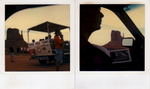 Totem Pole Tours, Monument Valley, Utah, 2004 (left); A self-portrait within a self-portrait, accompanied by the book, {quote}Magnum Landscapes,{quote} by Raymond Depardon, Page 15, Monument Valley, Utah, 2004 (right).