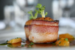 Bacon Wrapped Scallop Cake