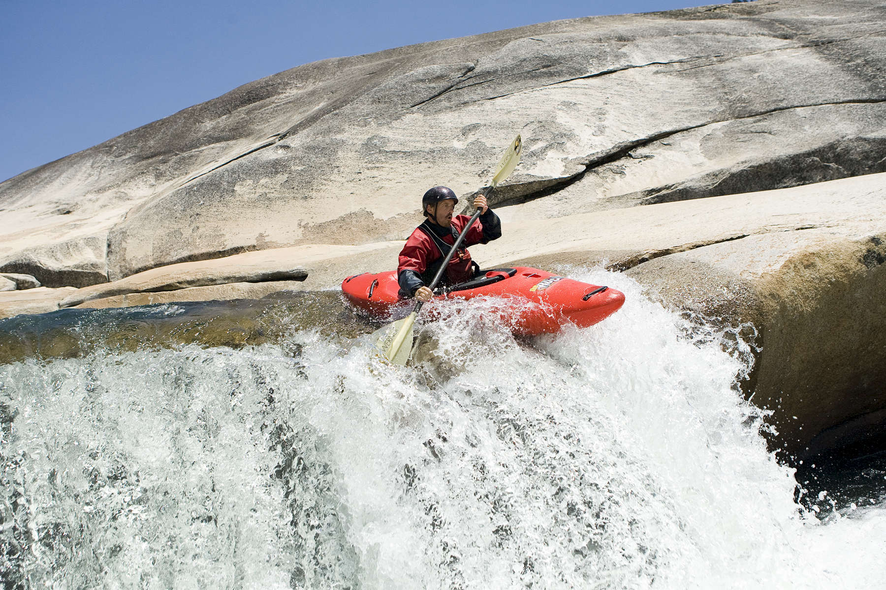 Phil Boyer kayaking 'upper cherry creek'. high sierras, california.
