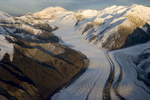 Aerial images of glaciers and mountains in Wrangell St. Elias range, Alaska