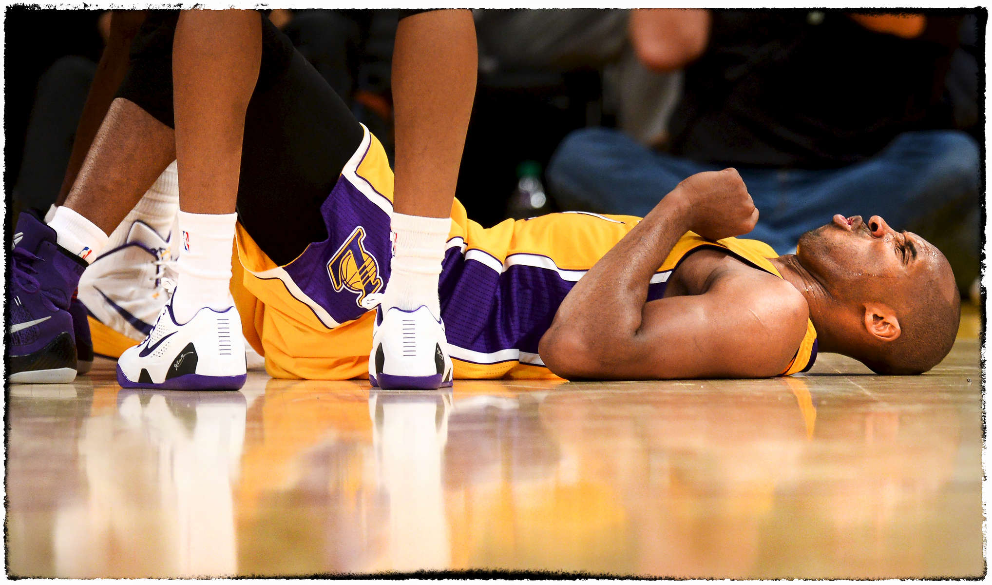 {quote}Hitting the Floor, Again{quote} - After waiting almost an entire season for Kobe to return from the ankle injury, came the knee. Everyone held their breath everytime Kobe hit the ground. 