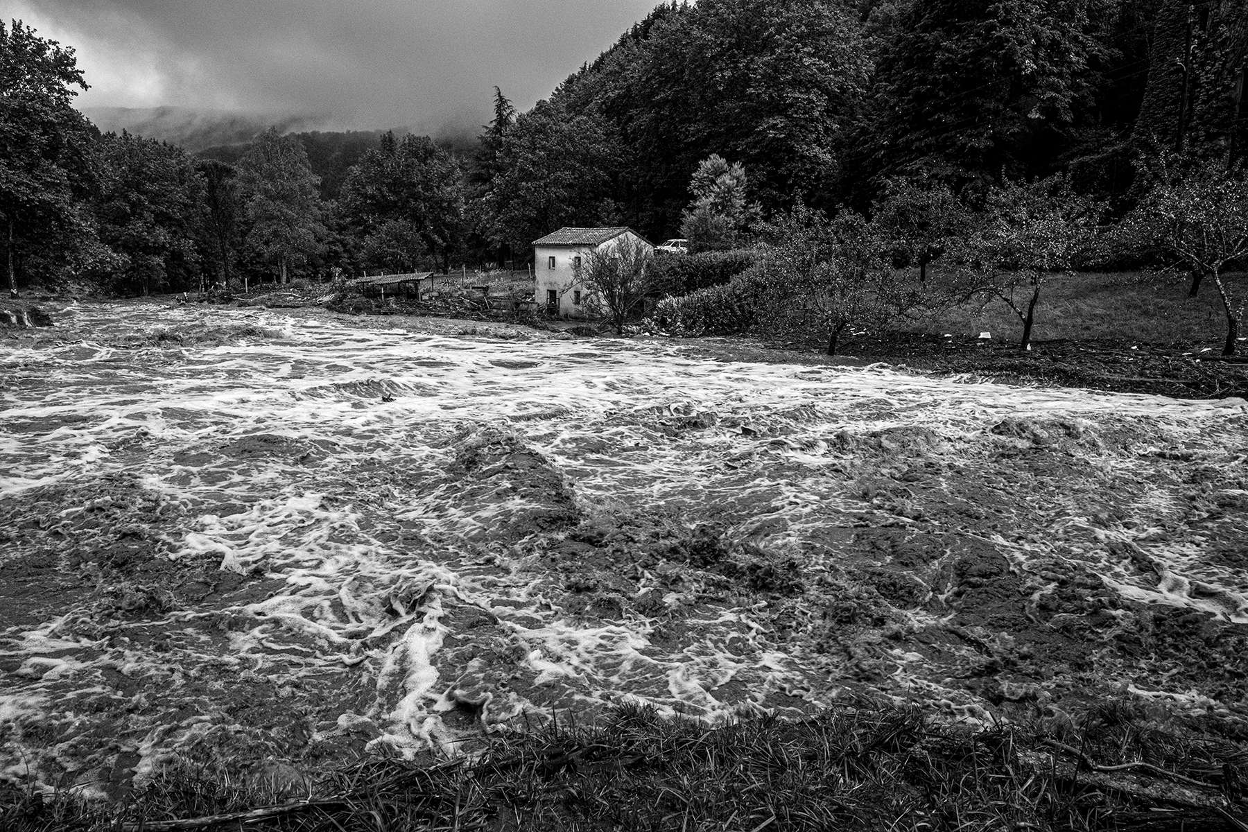 Le Clarou, affluent de l’Hérault, pendant la crue du 19 septembre 2020. Valleraugue.