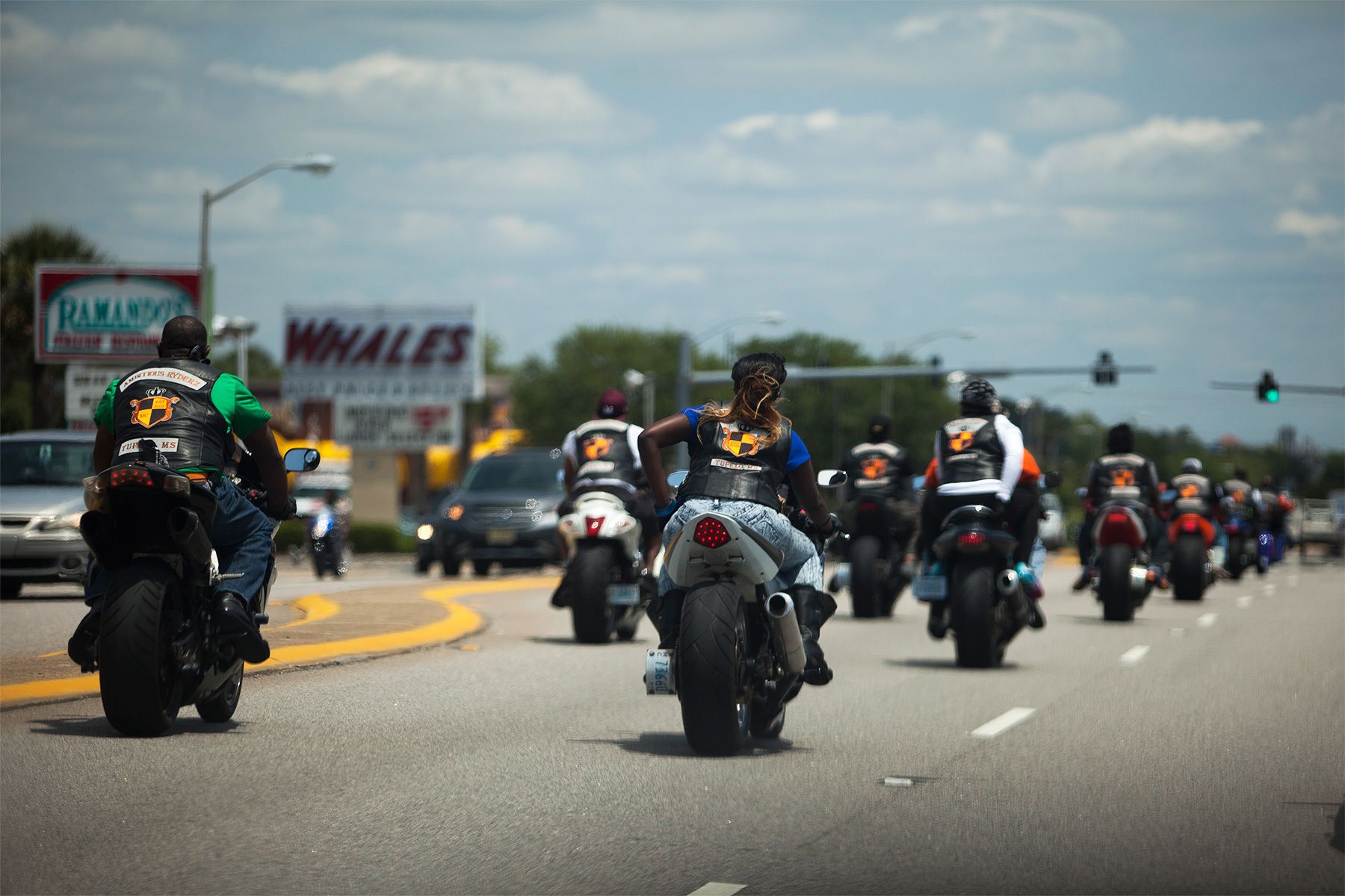 Bikers cruise down Kings Highway during the 2015 Atlantic Beach Memorial Day BikeFest in Myrtle Beach, South Carolina May 22, 2015. After three people were killed and seven wounded in shootings during 2014 Bikefest, State officials called for an end to the event that draws thousands to the family-friendly beach town.Their efforts were unsuccessful. Bikers returned to Myrtle Beach - just a week after a bloody motorcycle gang shootout in Waco, Texas. But this time authorities are more prepared, with dozens of new surveillance cameras and a police force three times the size of last year’s.    REUTERS/Randall Hill
