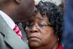 Judy Scott is comforted by her son Rodney after a hung jury was announced in the trial of former North Charleston police officer Michael Slager outside the Charleston County Courthouse in Charleston, South Carolina December 5, 2016. REUTERS/Randall Hill