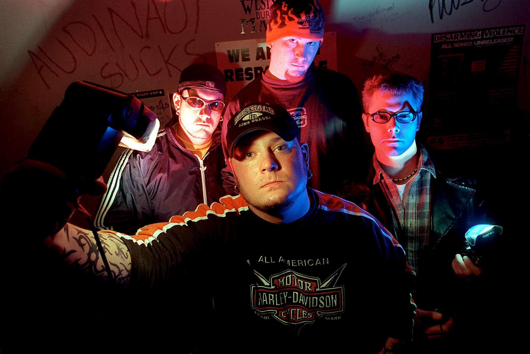 Hardcore band Mechanizm.Rollin Carver (center) back row from left Tripp Gaddy, Rich Vascovich, and Chuck Cooper.