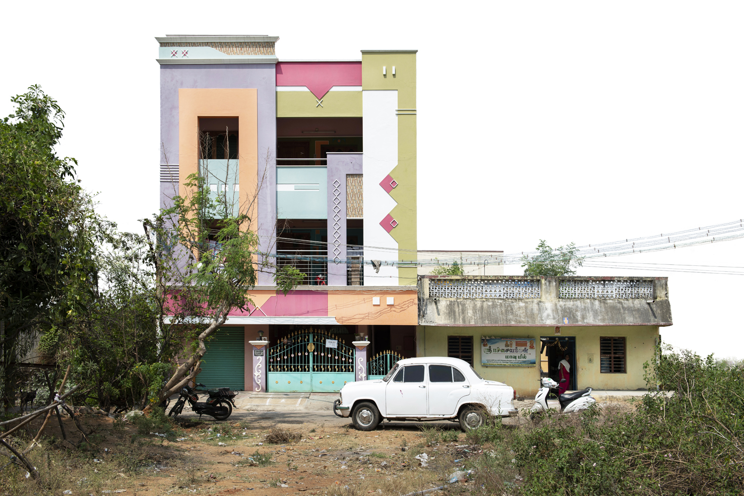 Free Architecture with a classin Ambassador car. , Neri Nagar, Tiruvannamalai, Tamilnadu, India