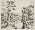 Augustin Hirschvogel (German, 1503 - 1553 ), River Landscape with High Cliffs, 1546, etching on laid paper, Pepita Milmore Memorial Fund
