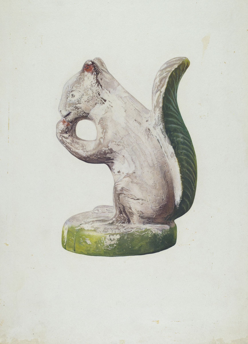 Beatrice DeKalb, Squirrel, American, active c. 1935, c. 1940, watercolor and graphite on paperboard, Index of American Design