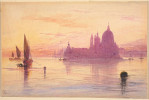 Edward Lear (British, 1812 - 1888 ), Venetian Fantasy with Santa Maria della Salute and the Dogana on an Island, , watercolor and gouache over graphite on wove paper, Joseph F. McCrindle Collection
