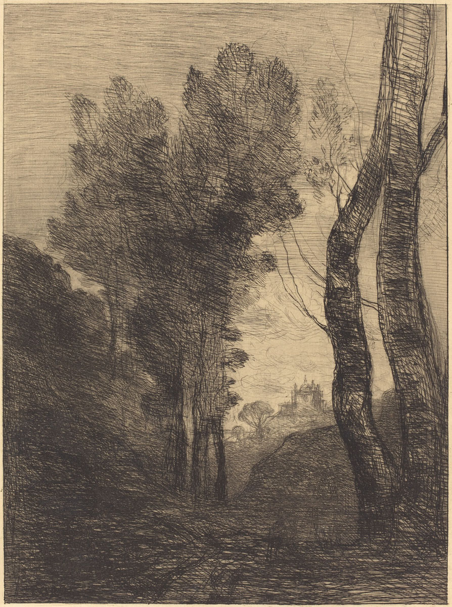 Jean-Baptiste-Camille Corot (French, 1796 - 1875 ), Environs of Rome (Environs de Rome), 1866, etching, Rosenwald Collection