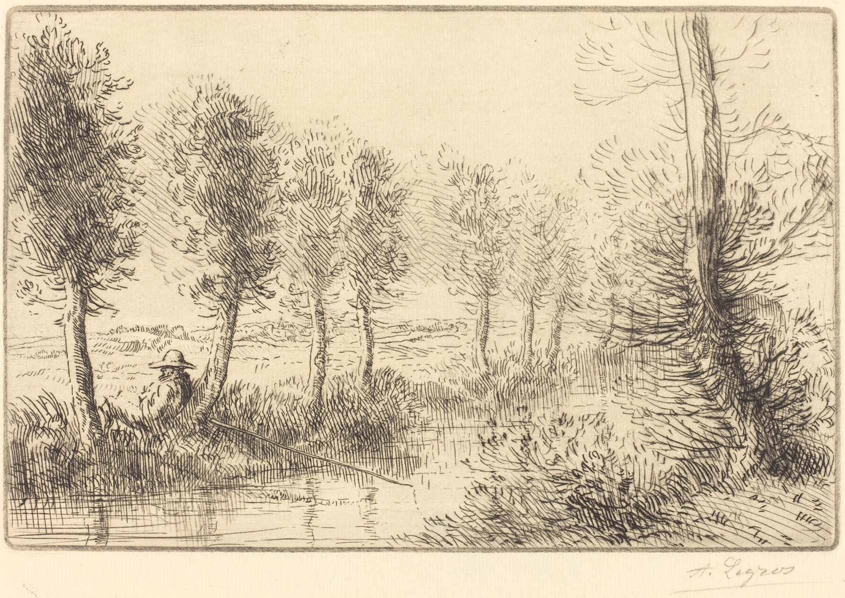 Alphonse Legros, Near the Mill (Pres du moulin), French, 1837 - 1911, , etching and drypoint, Rosenwald Collection